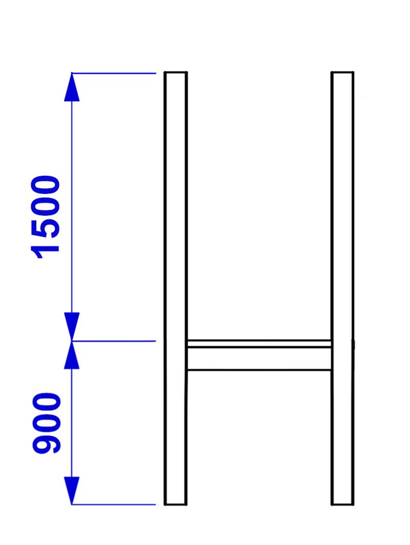 Technical render of a Tower Posts and Deck (900mm)